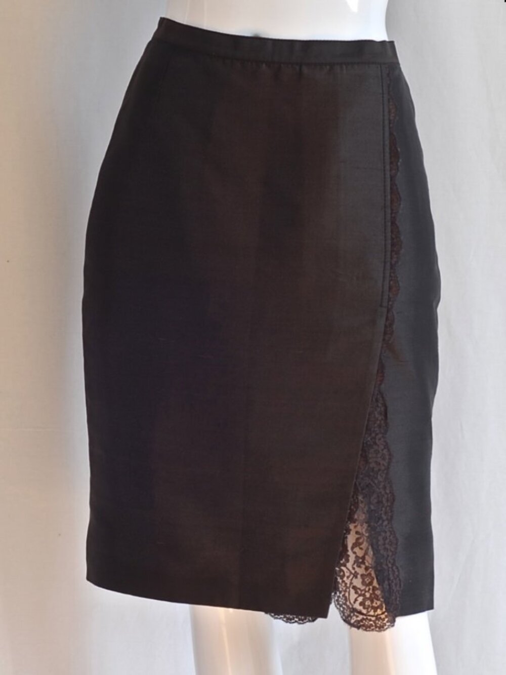 Dolce & Gabbana Silk Pencil Skirt With Lace Inset - Italy